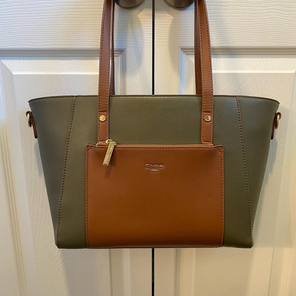 Dune London Olive and Brown Tote Bag